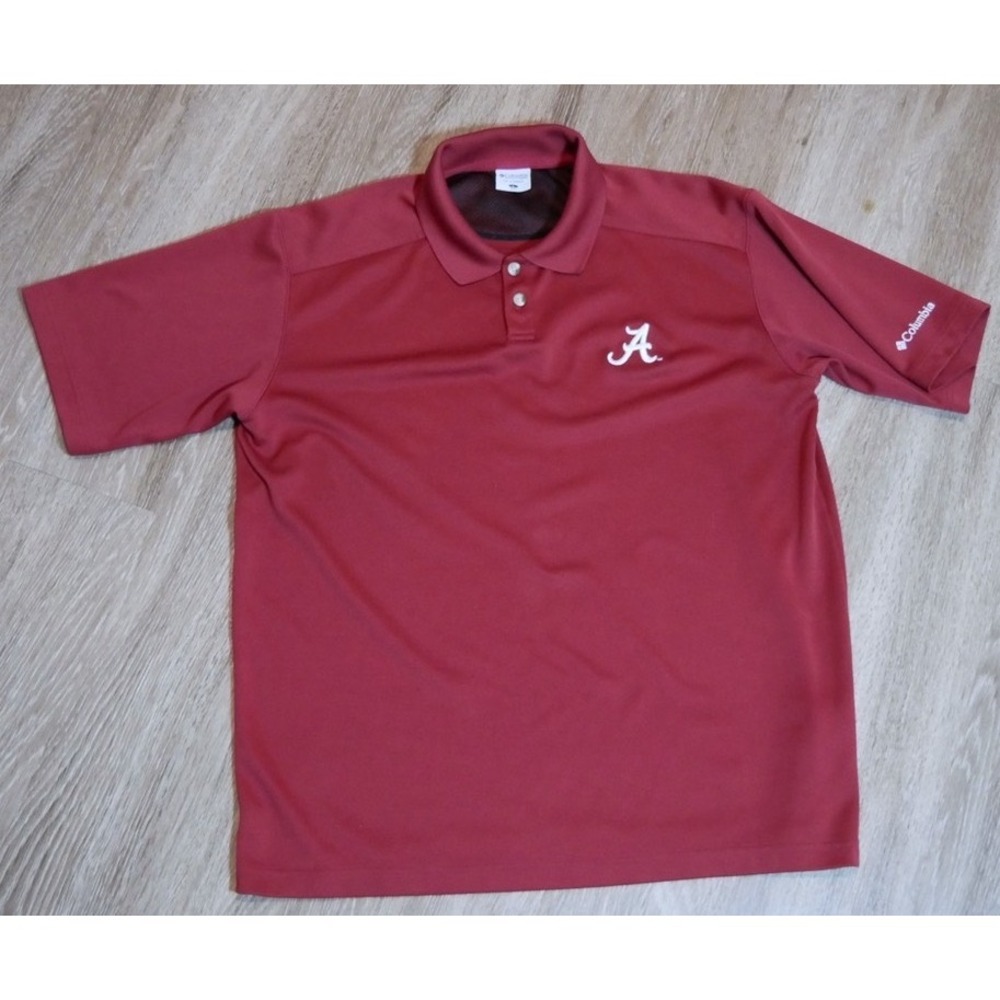 Columbia‎ Alabama Crimson Tide Mens Large Polo Shirt Crimson Red Performance L